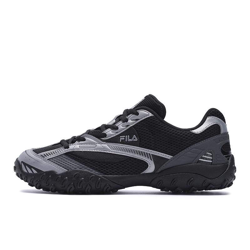 New FILA ECHAPPE Abrasion Resistant Breathable Low Top Casual Shoes Men's Black Gray Silver F12M522146FBG