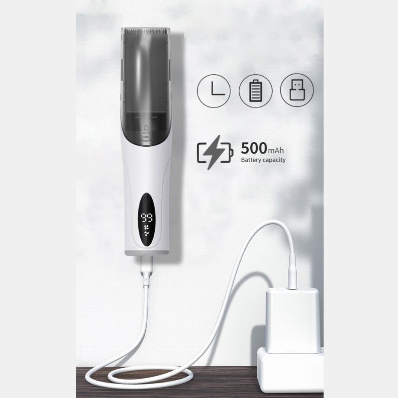 Kids Cordless Hair Clippers 3 Guide Comb Built In Suction Quiet Trimmer for Baby Safe Rechargeable Trimming Tool