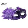Decorative Flower Mask Half Face Masquerade for Women, Mesh Rhinestone Venetian Style Mask, Costumes Accessory Halloween Carnival Prom Ball