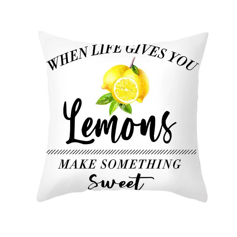 Nordic Summer Yellow Lemon Throw Pillow Cover Living Room Sofa Office Car Seat Waist Cushion   Home Decoration