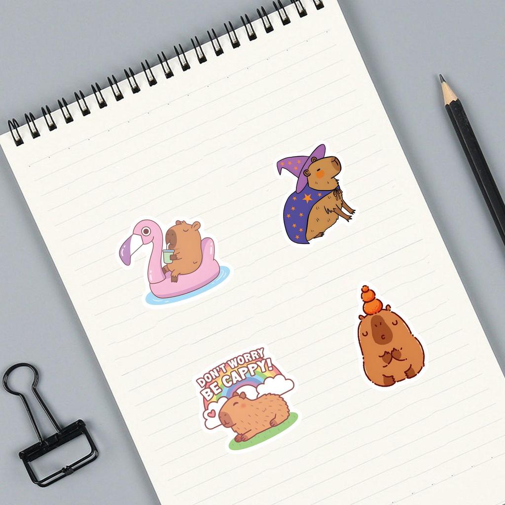 Capybara Stickers: 120 Cute Cartoon Designs for Journals and Water Bottles, Waterproof and Durable.