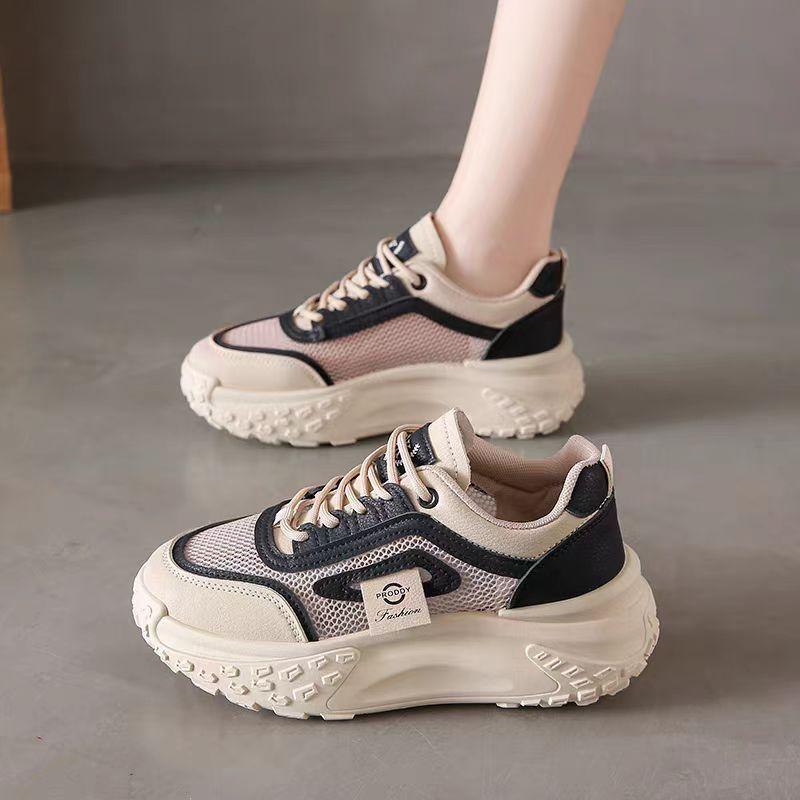 Damesko Nye Allsidige Enkelt Mesh Sneakers Studenter Plattform Pappa Sko Sommer Utspart Maternitetssko