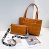 New Plaid Embroidered Tote Bag Casual Women's Bag Two-piece Set Small Square Bag Wide Shoulder Strap Messenger Bag One Piece