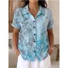 Camicia da Donna a Maniche Corte Camicia Bottoni Blusa Fantasia Vintage Stampata Quotidiana Casual Collo Regolare Top Quotidiani Estate Primavera