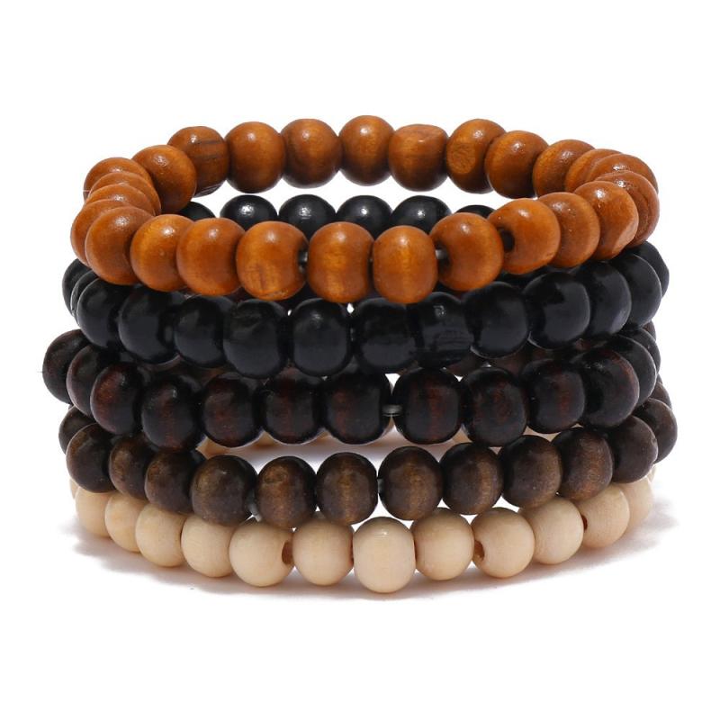 Vintage Bohemian Style Beaded Men'S Bracelets Multilayer Wood Beaded Coconut Beaded Chain Jewelry Accessories Gifts