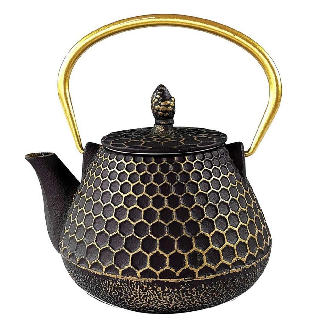 CAST IRON TEAPOT GOLDEN 900ml WITH FILTER AND CUPS HAGE