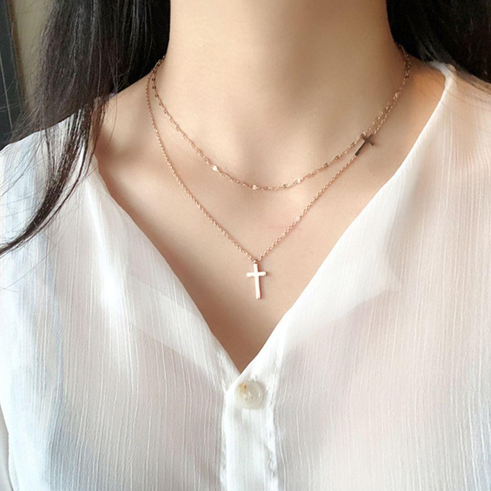Street Style Korean Style Jewelry Women Pendant Necklace Metal Clavicle Chain Double Layer Choker