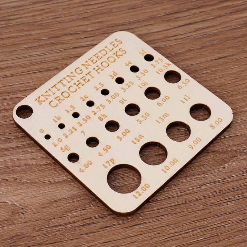 Pengukur Jarum Rajut Kayu Pengukur Jarum Jahit Persegi Alat Rajut dan Jahit