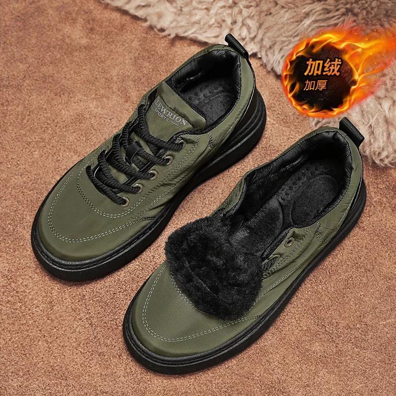 Moda inverno masculino sola grossa sapatos casuais pano de plumas impermeável leve quente ao ar livre sapatos casuais mais veludo tênis grossos