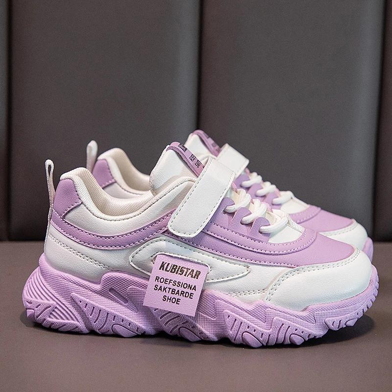 2024 Nové Všestranné Měkké Prodyšné Zapínání na Suchý zip Bílé Chlapecké a Dívčí Dětské Tenisky Roztomilý Korejský Styl Uniformní Školní Obuv