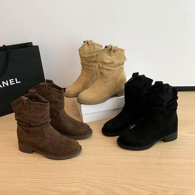Women's Shoes Versatile Retro Stacking Boots Women's New Autumn Temperament Thin Thick Heel Short Boots Small Height-increasing Boots