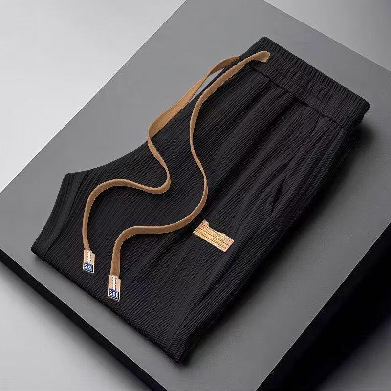 

Мужские летние брюки палаццо из ледяного шелка - Универсальные, Модные, в японском стиле, Свободного кроя, Прямые брюки 3XL