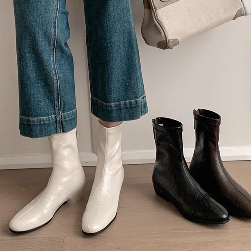 Ankle Boots for Women's Flats Fashion Leather Shoes  Winter New Chelsea Boots Walking Trend Elegant Dress Cozy Femme Boots