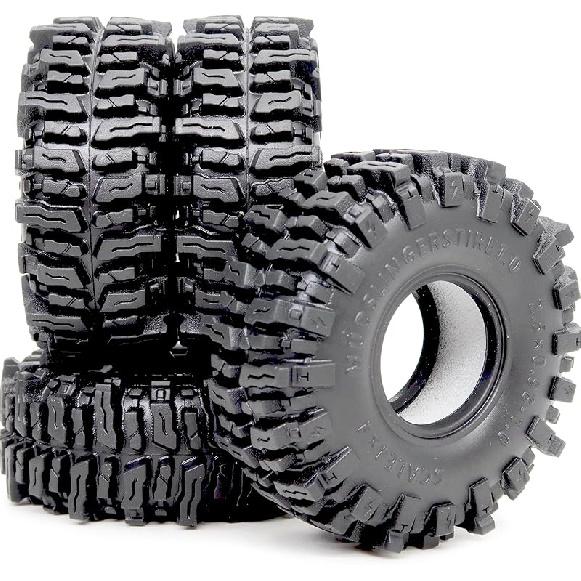 HOBBYSOUL 1.0 Tires 64 * 25mm 1.0 Mud Slingers Tires Super Soft Sticky 1.0 Crawler Tyre For RC 1/18 TRX4M 1/24 SCX24 FCX24 Upgrade