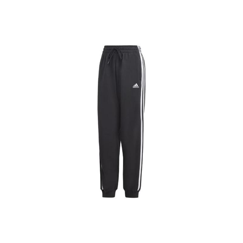 adidas Three-Stripe Cuffed Knit Pants Women Bottoms Black HA4375