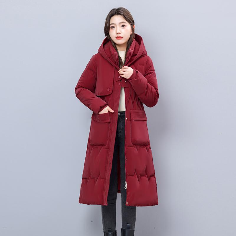 Plus Size Woman Winter Long Coat Hooded High Quality Thick Warm Padded Jackets for Women Korean Style Winter Parkas Big Pockets