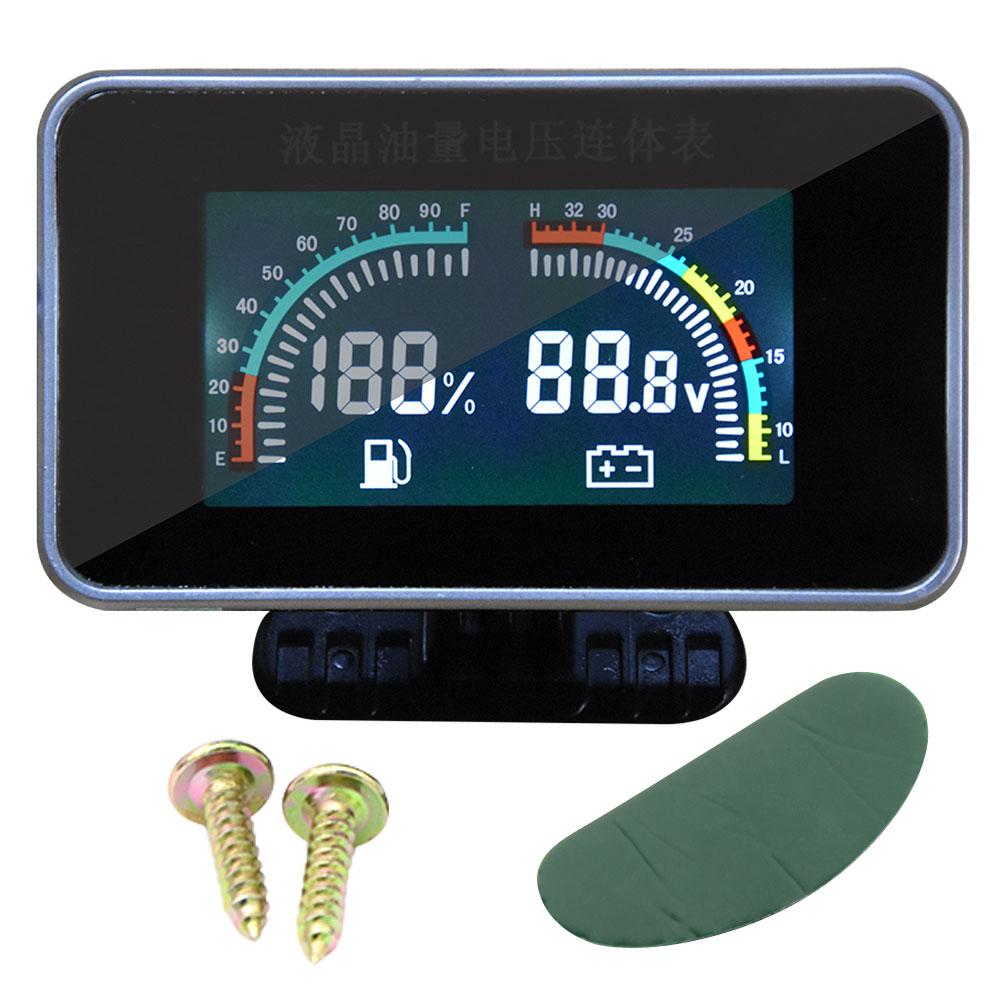 2 IN 1 LCD Car Voltmeter+Fuel Level Gauge Meter With 0-190 Ohm Fuel Float Sensor For Auto Car Motorcycle Liquid Fuel Sensor