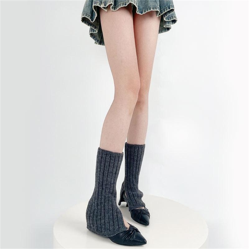 Ribbed Knitted Long Socks Knit Leg Warmers for Girl Women High Elastic Stockings Winter Loose Socks Stylish Accessories