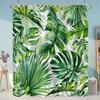 Tropisk grønne blader plante på hvit bakgrunn Luktfrie dusjforheng for baderomsdusjer og badekar Dekor med kroker