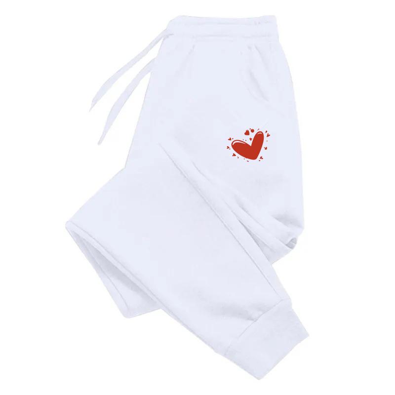 Women's Cute Heart-Shaped Printed Sports Pants With Autumn And Winter Velvet Long Pants Jogging Pants Casual Sports