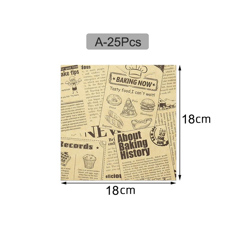 25 Sheets Deli Paper, Grease-Proof Parchment Paper Basket Liners, Food Wrappers for Sandwich, Chip, Burger & Fries, Baking Tools