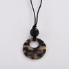 Niche Design Tortoiseshell Leopard Print Acetic Acid Ring Pendant Necklace Women'S Long Sweater Chain Light Luxury High-End Necklace