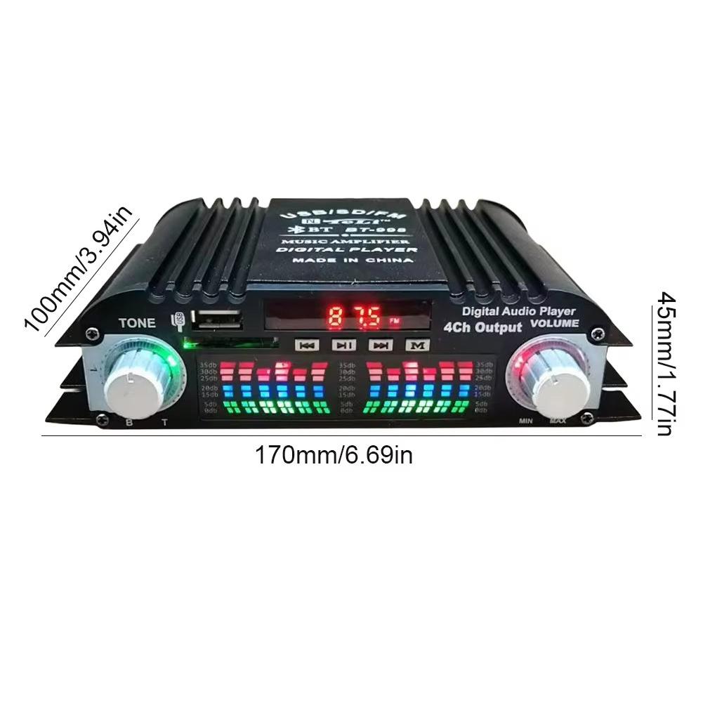 1600W 12V Car BT HiFi Stereo BT-998 Čtečka karet USB s FM rádiem USB Flash Auto Drive 4kanálový zesilovač Nástroje pro dálkové ovládání