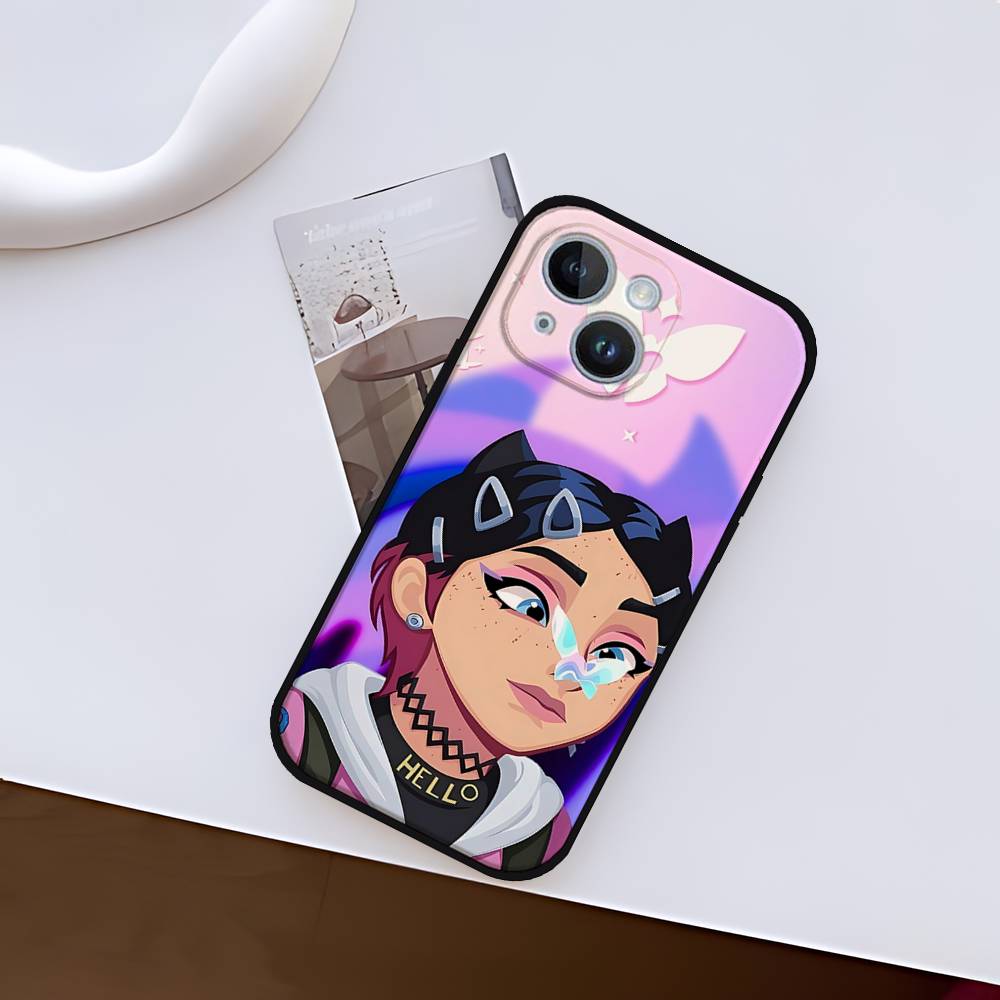 Cute C-Clove V-ValorantS Phone Case Phone Case For IPhone 17 16 15 14 13 12 11 X XR XS Plus Pro Max Mini Soft Black Cover