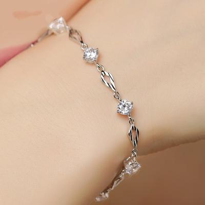 New Live Streaming Source Diamond Shaped Three Lifetimes Inlaid Diamond Bracelet, Sparkling Diamond Zircon, Women's Plating