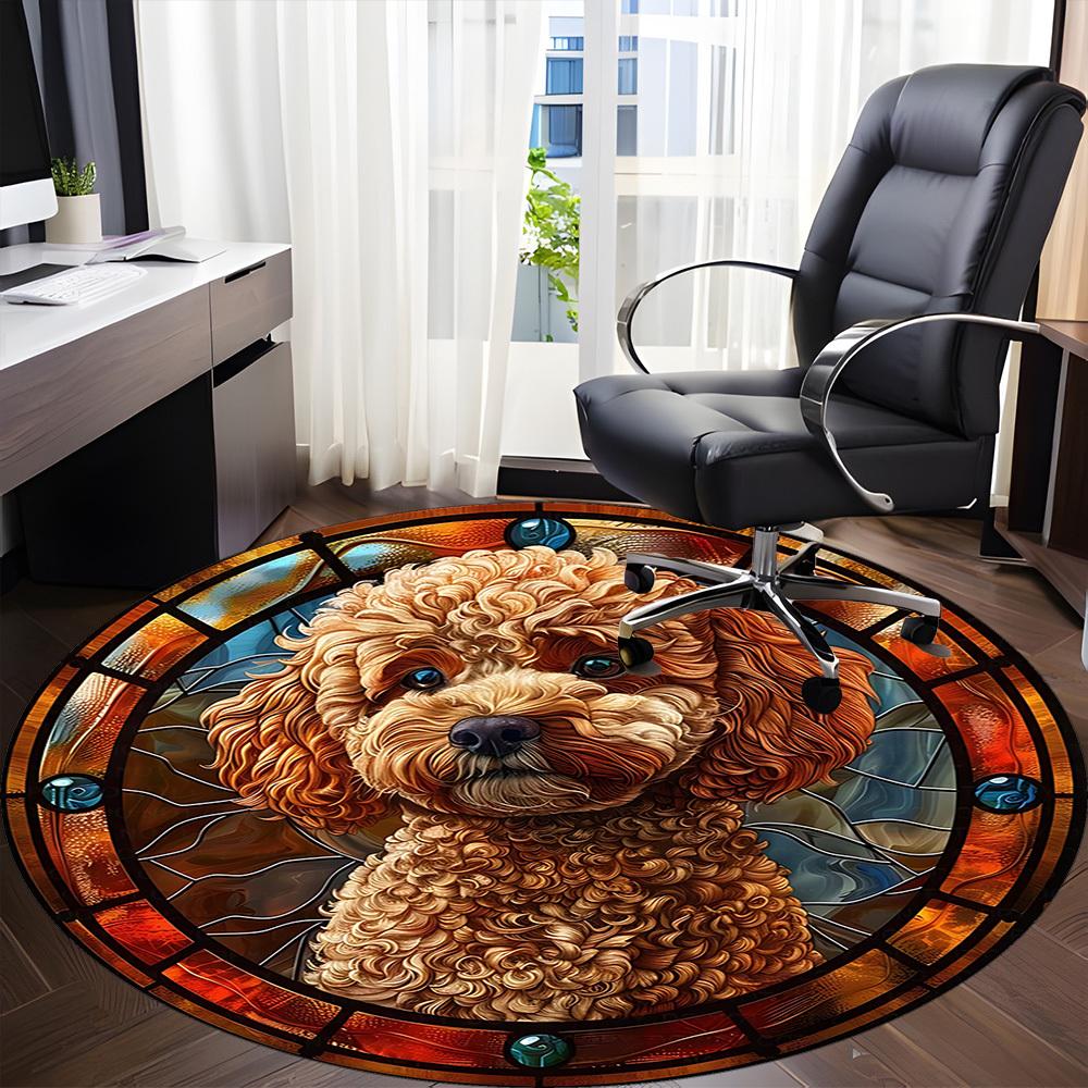 1pc Stained Glass Dog Chair Carpet for Office Non-Slip, Machine Washable Rug for Office - Holiday DecorMachine Made yy251029057