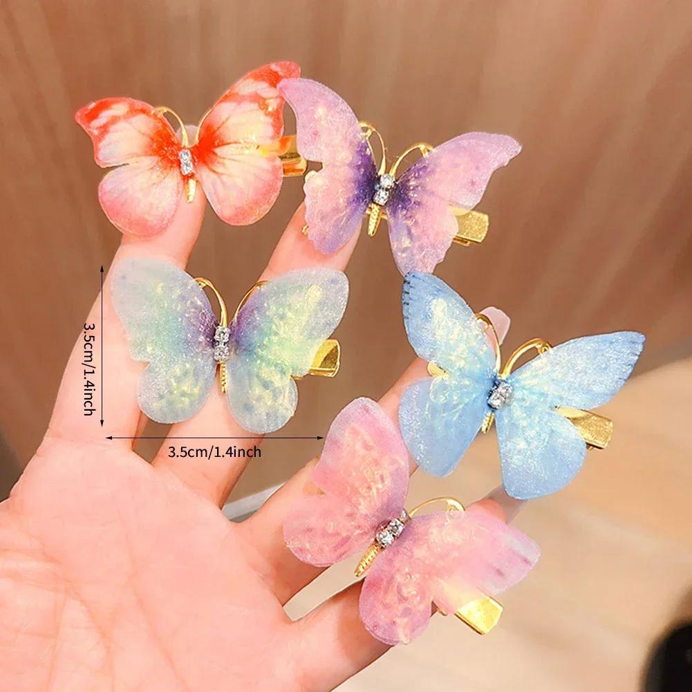 6pcs Set of Children's Butterfly Hair Clips Colorful Butterfly Hair Clips Sequin Hairpin Headwear Hair Accessories