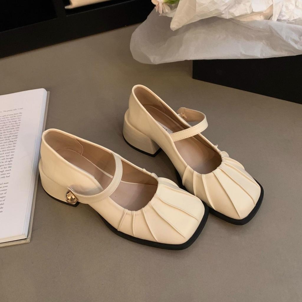 Fashion Elegant With Medium Heels Mary Jane Shoes for Women Square Toe Woman Pumps Quick Delivery Shoe Chic Point 39 2025 Trend Footwear
