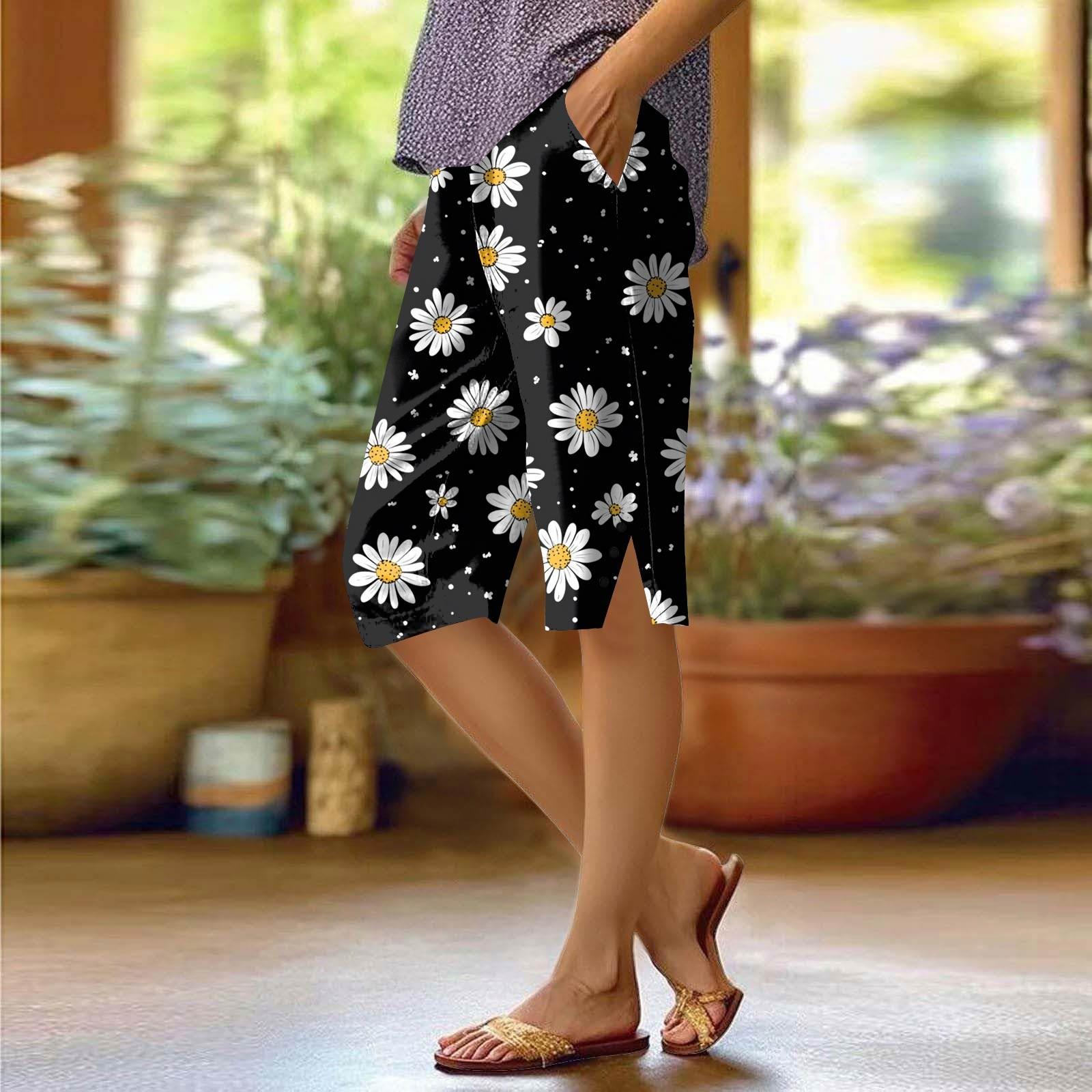 

Жіночі брюки з принтом. Модні повсякденні шорти з кишенею та еластичною талією XL