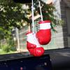 Car Interior Decor Boxing Gloves Pendant PU Leather Keychain Mini Ornament for Men Multifunctional Hanging Auto Accessory