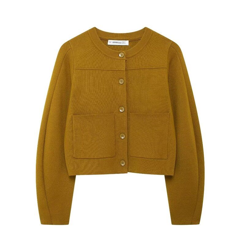 Fashion Style 2024 Fall and Winter New Women's Clothing Minimalist Easiest for Match Round Neck Long Sleeves Casual Knitting Outwear 3920156