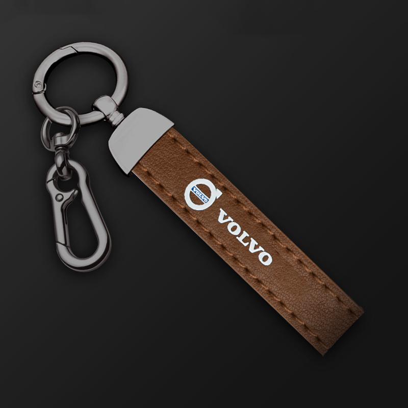 Leather Car Keychain Keyring Fob Pendant Lanyard For Volvo XC60 V50 XC90 S60 S40 S80l V90 V60 EX90 S90 XC40 Jewelry Accessories QP0
