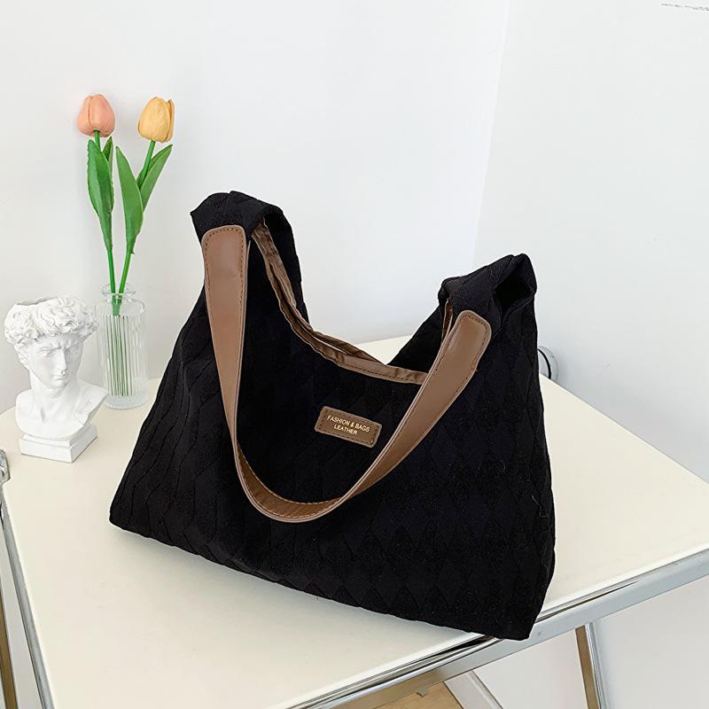 Chic Canvas Quilted Tote Bag for Women Large Capacity Commuter Shoulder Crossbody Bag