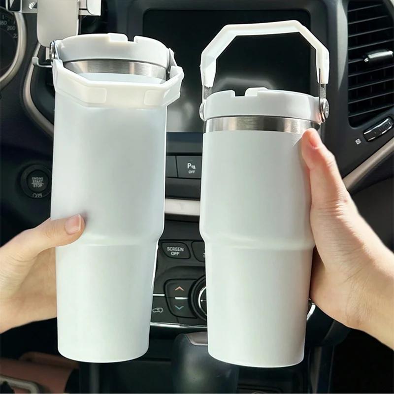 1pc Tumbler with Handle and Straw Lid, Leakproof Tumbler Vacuum Insulated Water Bottle for Home, Office or Car, Reusable Cup