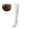 PU Soft Leather Over Knee High Heels Boots Platform Warm Woman 's Winter Long Boots Zapatos Mujer Black White Party Fetish Shoes