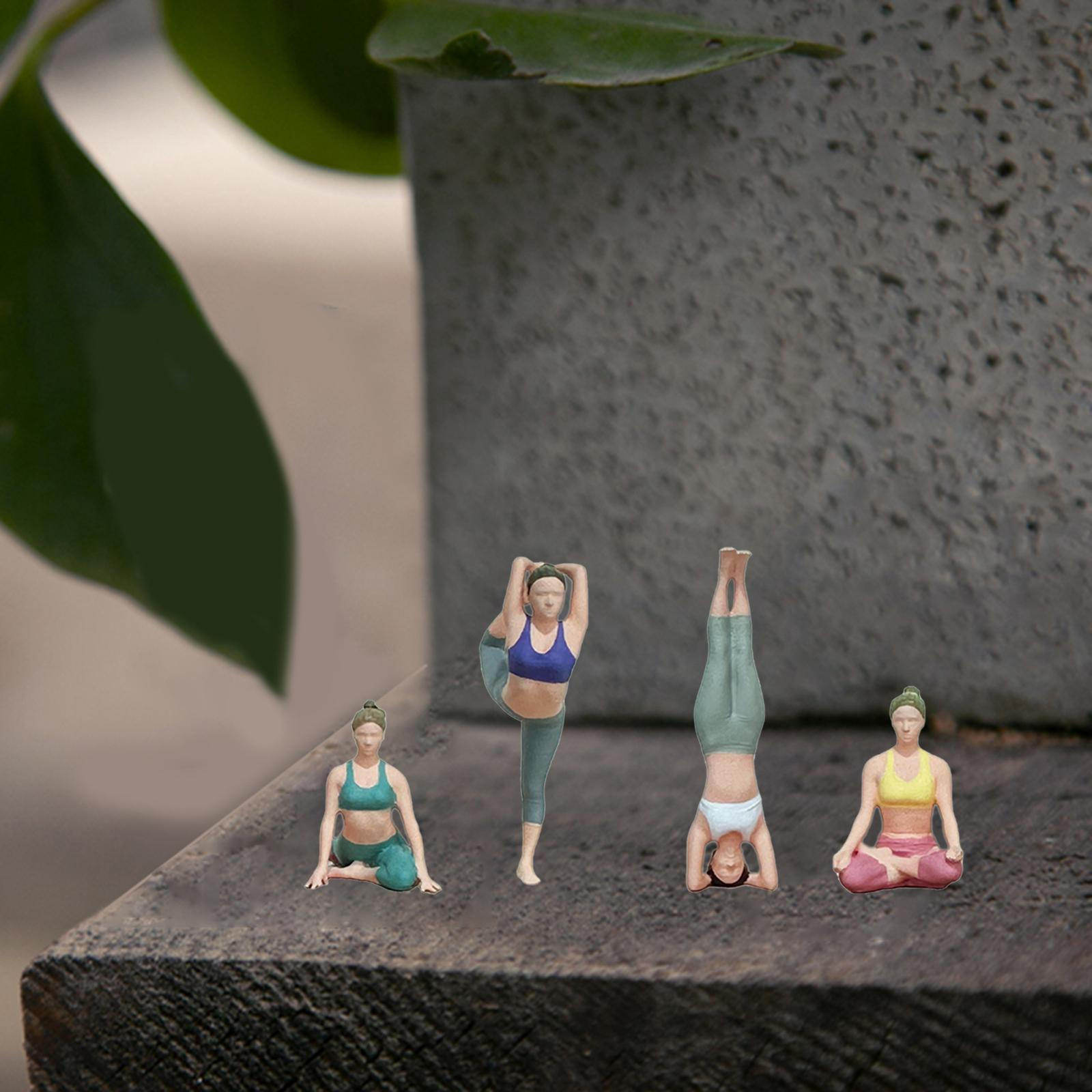 

4x 1:64 Figurine DIY Crafts Collectibles Miniature Sports Stretching Figurines Mini Meditation
