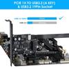 PCI-E 1X to USB3.2 pansion Card PCI-Express 3.0 r Card USB 3.2 Gen1 TYPE-E A-KEY USB 3.0 20Pin Connector