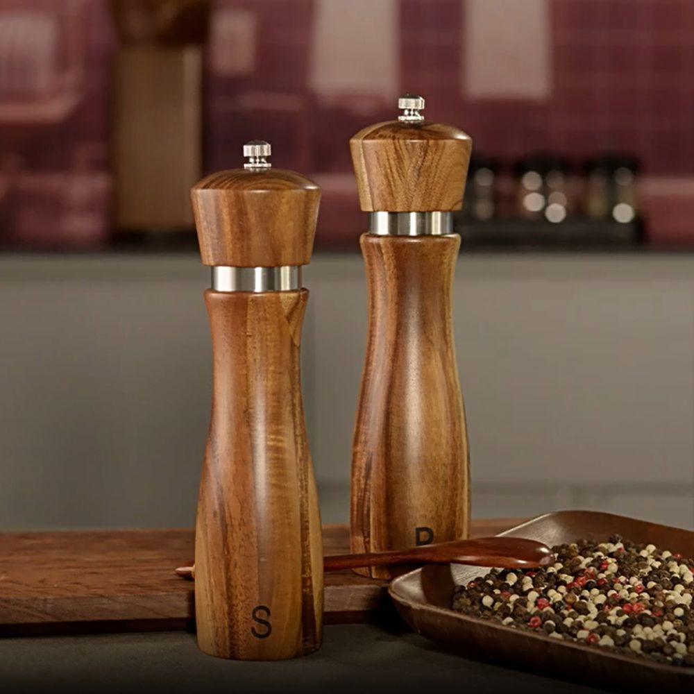 2 stk Keramisk Kjerne Tre Salt- og Pepperkvernsett Manuell Pepperflaske Salt- og Pepperkvern BBQ