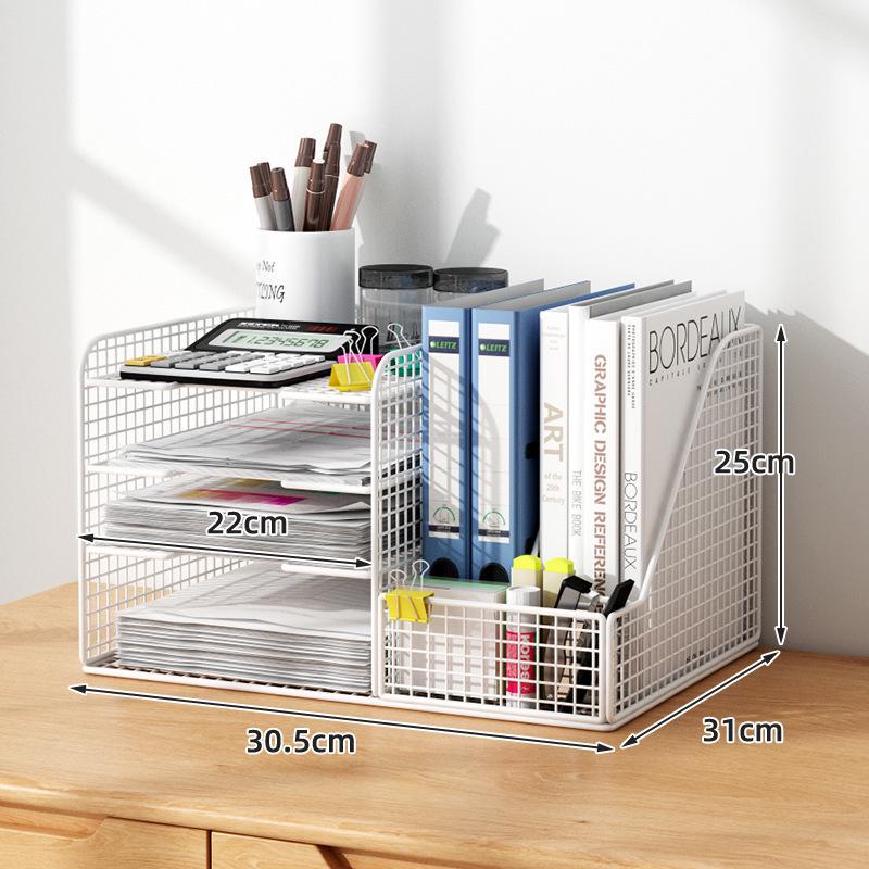 Multi-Layer Desktop Bookshelf Organizer: Large Capacity File and Paper Storage Rack