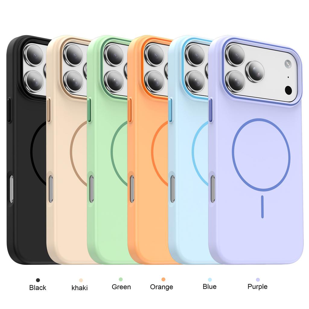 For Apple 17PRO Mobile Phone Case for IPhone16 Skin-feeling Fine Magnetic Ring 15 Contrasting Color PC Magnetic Protective Case