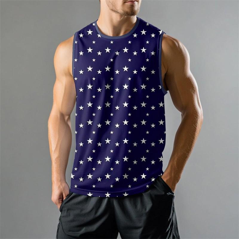 Modische 3D-bedruckte Grafik-Sommerweste für Herren, lässiges Streetwear-Top mit Sternengrafik, locker, ärmellos, Fitness-Pullover-Top 2025