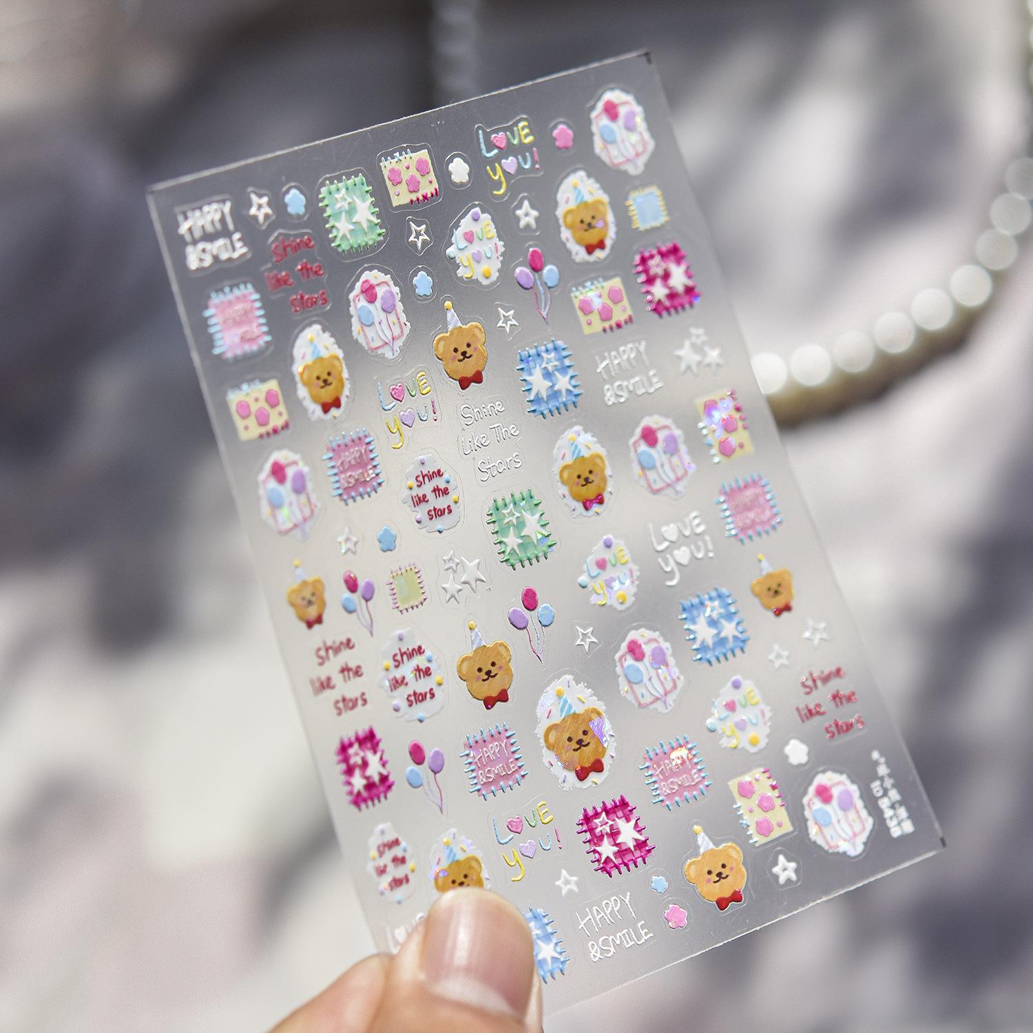 Tomoni Sweet Fresh Shell Light Nail Art Stickers - Modern Graffiti Word Designs