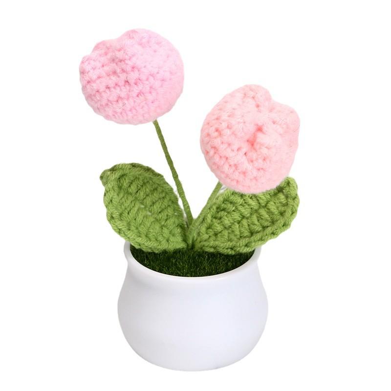 Hand-Woven Wool Tulip Plant: Creative Desktop Ornament & Graduation Gift
