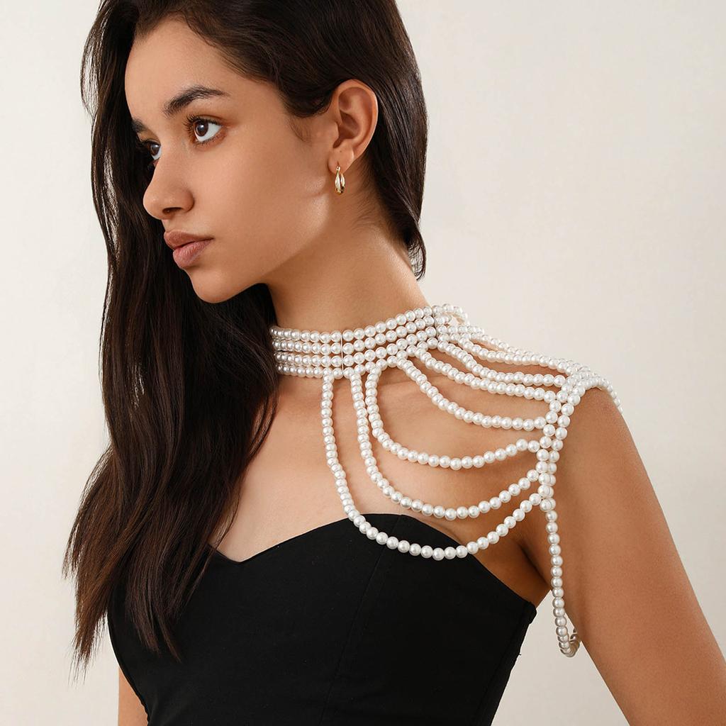 Elegant Beaded Shoulder Chain Body Chain Fashionable Body Jewelry Body Necklace Beaded Chain Perfect Gift for Women Girl