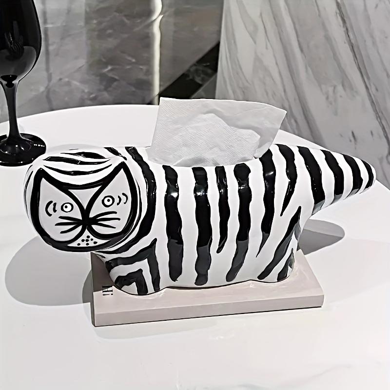 1PC Vinyl Tissue Box Striped Cat Contemporary Cartoon Cat Showroom Soft Decor Vinyl Tissue Box 17x14cm