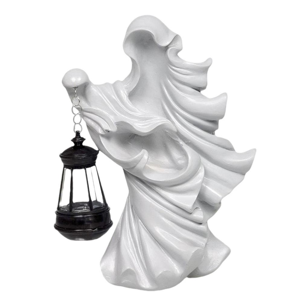 Halloween Outdoor LED Light The Ghost Looking For Light Hell Messenger Witch With Lantern Lamp Resin Ghost Sculpture Decoration